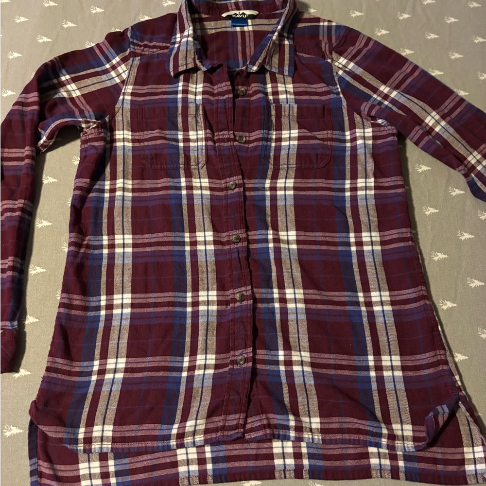 Kavu Purple and Blue Plaid Shirt